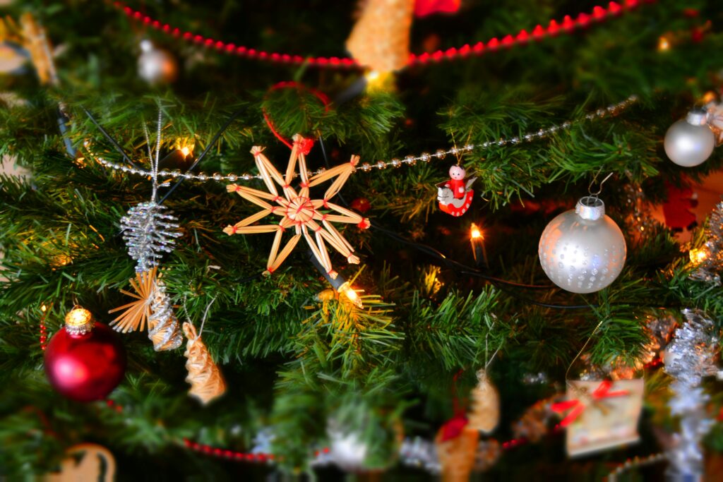 Close-up of Christmas Decoration Hanging on Tree // Healthier Baby Today