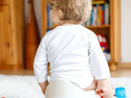 baby potty training, wooden bookcase // Healthier Pets Today