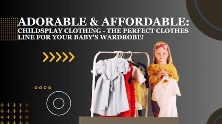 toddler standing next to clothing rack, childsplay clothing // Healthier Baby Today