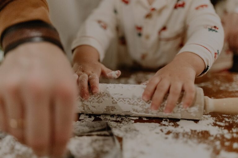 Baby Playing with a Rolling Pin While Making Cookies with His Mother // Healthier Baby Today