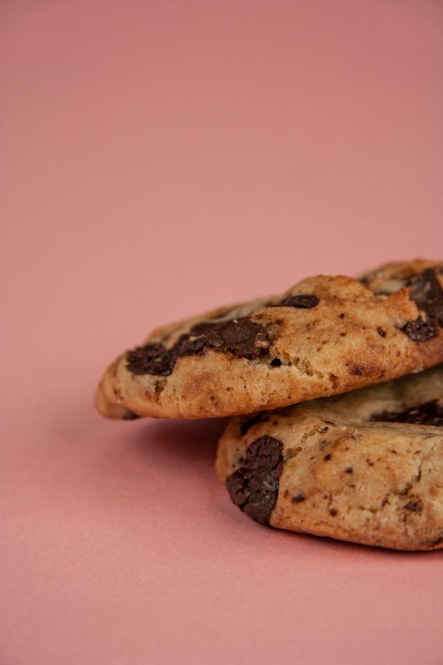 Lactation cookie recipe, Chocolate Chip Cookies on Pink Surface // Healthier Baby Today