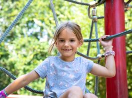 Girl Holding on the Ropes While Playing // Healthier Baby Today