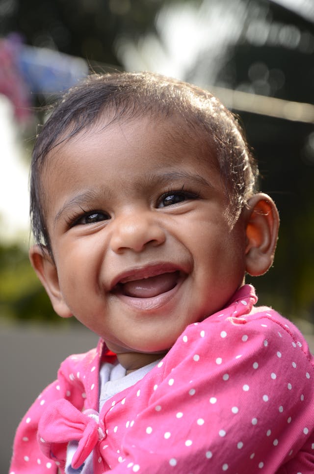 Toddler in Pink and White Polka Dot Shirt // Healthier Baby Today