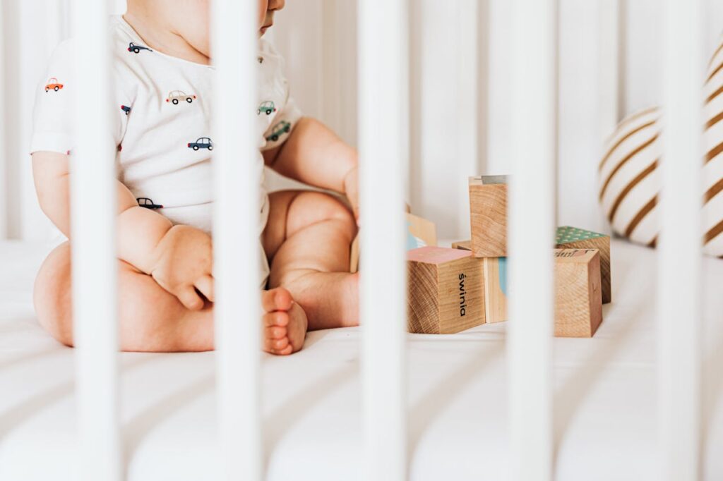 Baby Sitting and Playing in the Cradle // Healthier Baby Today