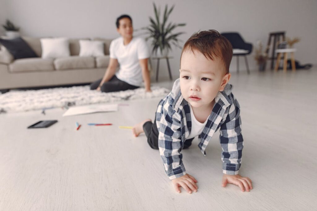 Little Boy Crawling On The Floor // Healthier Baby Today